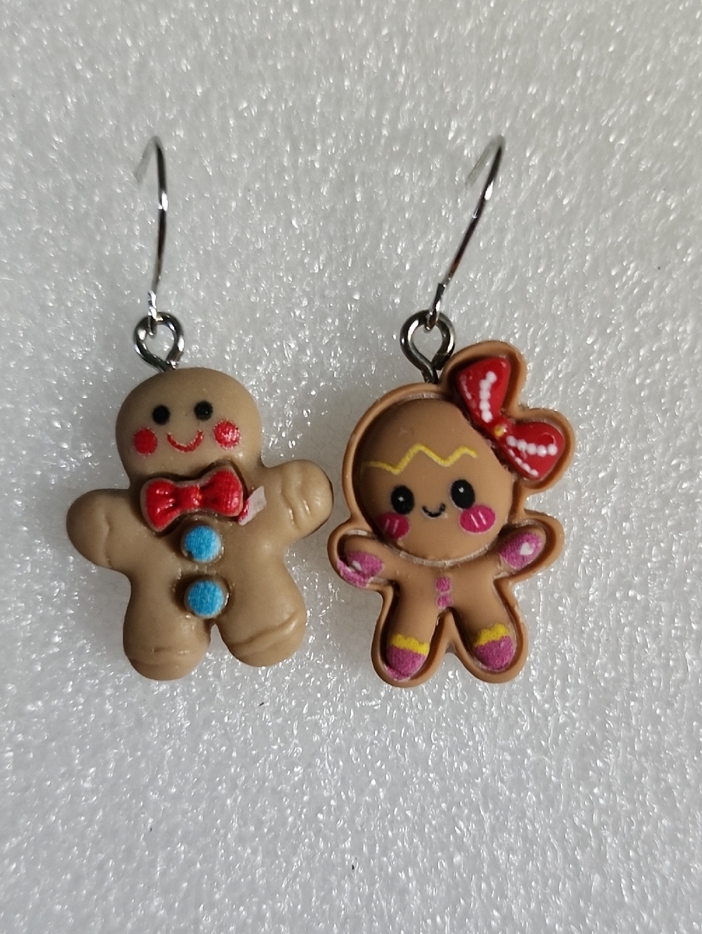 Cute Gingerbread Couple Dangle Earrings - Tan, Red, Blue, Pink
